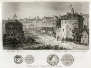 De tuin met beren en het Globe Theater aan de kades van Londen door Unbekannt