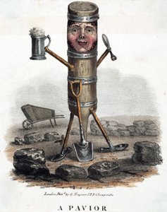 De stratenmaker, figuur opgebouwd met de gereedschappen van zijn vak, ca. 1810-1860 door Unbekannt
