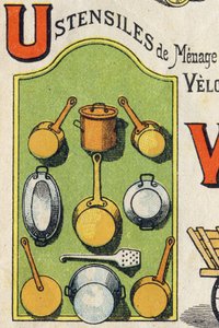 Letter U. Cocote, fornuis, eekhoorn, pan... Gravure in "ABC Toys". Epinal imaging in chromolithografie, circa 1890. door Unbekannt