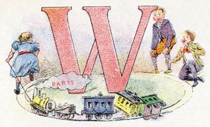 Letter W: Wagon. Alfabet van Phosphatine Falieres. Gravure. Brevete alfabet S.G.D.G. door apotheker Pierre Emile Falieres. Illustraties in chromolithografie, eind 19e eeuw. door Unbekannt