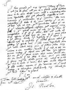 Brief van Sir Isaac Newton aan William Briggs, M.D., geschreven vanuit Trinity College, Cambridge, 20 juni door Unbekannt