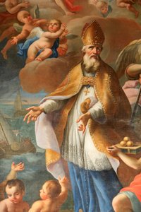 Leven van Sint Nicolaas, bisschop van Myra. St. Nicolas de Veroce kerk, Saint-Nicolas de Veroce, Frankrijk door Unbekannt
