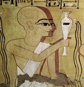 Luxor Thebe: Deir el Medineh, necropolis van ambachtslieden. Priesters die zuivering beoefenen. 19e Dynastie graf door Leopold Blonder