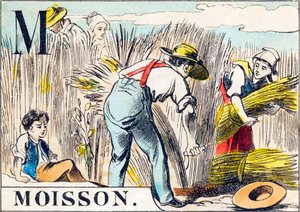 M Oogst - "Alfabet van de boerderij" eind 19e eeuw (gravure)
