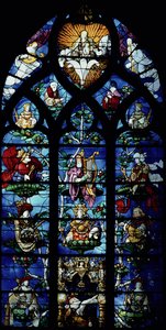 Madonna en Kind met engelen en portretten die de patronage van een lokale bisschoppelijke patroon weerspiegelen, ca. 13e eeuw door Unbekannt