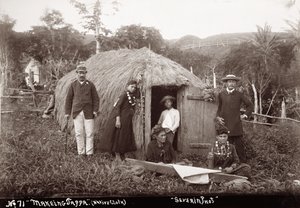 Het maken van Tappa, een inheems doek, ca. 1875