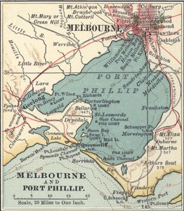 Kaart van Melbourne, ca. 1900 door Unbekannter Künstler