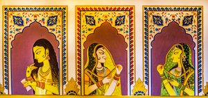 Miniatuurschilderij, kunst en ambachten in Rajasthan, Rajasthan, India, Azië door Unbekannter Künstler