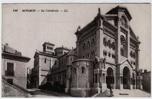 Monaco: buitenaanzicht van de Kathedraal Notre Dame Immaculee (Notre-Dame-Immaculee) - Ansichtkaart eind 19e-20e eeuw