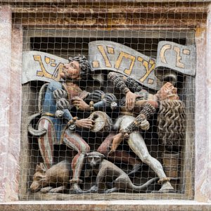Moriskendansers, reliëf op de Gouden Dak oriel, Innsbruck, Tirol, Oostenrijk door Unbekannter Künstler