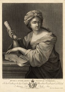 Musica inter artes ingenua numerata, gravure door Pietro Savorelli naar een schilderij van Giovanni Francesco Romanelli, barokschilder van de 18e eeuw door Unbekannter Künstler