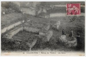 Normandië, Seine Maritime (76), Lillebonne: uitzicht op de ruïnes van het theater en de Romeinse baden - Ansichtkaart eind 19e-begin 20e eeuw