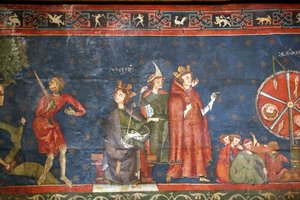 Notre Dame de Clermont kathedraal, Clermont-Ferrand, Frankrijk, St. Joris kapel (laat 13e eeuw), Fresco (detail) door Unbekannt