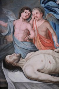 Onze Lieve Vrouw van de Tenhemelopneming kerk. Christus schilderij, Cordon, Frankrijk