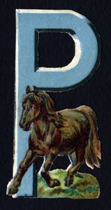 P als Pony. Kever decoupis over het thema dieren. Gravure. Serie van 26 wafelchromolithografieën van Engelse oorsprong. Eind 19e eeuw. door Unbekannt