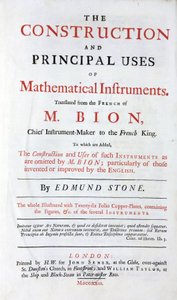 Titelpagina van het boek van Nicolas Bion (1652-1933) over wiskundige instrumenten, Engelse vertaling, met toevoeging van 