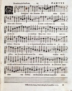 Pagina van muzikale partituur van Cantium Canticorum Salomonis door Penderecki door Unbekannter Künstler
