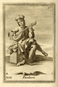 Pandura snaarinstrument van Byzantijnse oorsprong, voorloper van de mandoline. In 