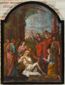 Parochiekerk Onze-Lieve-Vrouw-Hemelvaart. Interieur. Schilderij. Opwekking van Lazarus (?)