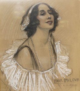 Pasteltekening van Russische balletdanseres Anna Pavlova in het London Jewish Cultural Centre, Londen, VK door Unbekannt