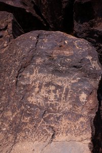 Petroglyfen die dieren en karakters afbeelden - Petroglyph National Monument - Albuquerque, New Mexico, VS door William M. Timlin