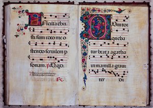Piccolomini Bibliotheek: koorboek, cod.12.N, ff. 92v-93r met 