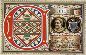 Paus Clemens II (1046-1047). Chromolithografie van 1903