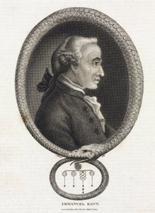 Portret van de filosoof Emmanuel Kant (1724-1804), in een kader gevormd door een slang die in zijn staart bijt