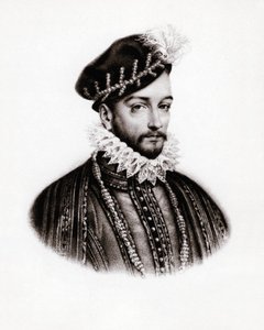 Portret van Karel IX (1560-1574) koning van Frankrijk, gravure door Unbekannter Künstler