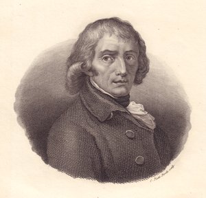 Portret van Italiaanse dichter Giuseppe Parini (1729-1799), kopergravure door Piotti naar tekening door Andrea Appiani