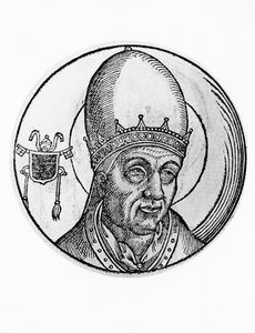 Portret van Johannes III, 61e paus van de Katholieke Kerk vanaf 561, gravure door William M. Timlin