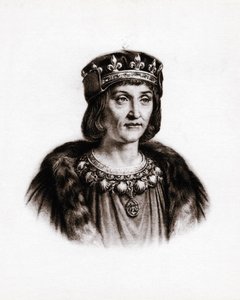 Portret van Lodewijk XII (1462-1515), koning van Frankrijk. Gravure