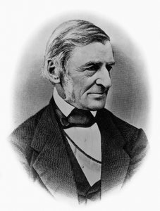 Portret van Ralph Waldo Emerson, Amerikaanse filosoof, dichter, schrijver, essayist en een van de oprichters van de Transcendentalistische beweging, gravure naar foto