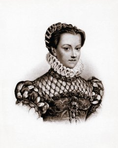 Portret van de koningin van Frankrijk Elisabeth van Oostenrijk (1555-1592) Gravure uit de 19e eeuw door Unbekannter Künstler