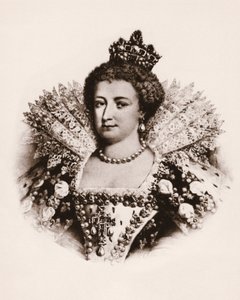 Portret van de koningin van Frankrijk Marie de Medicis (1576-1642) Gravure uit de 19e eeuw door Unbekannter Künstler