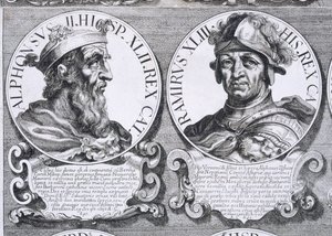 Portretten van Alfonso II en Ramiro I (litho)