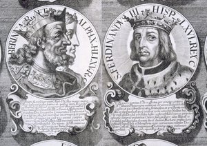 Portretten van Berengaria van Castilië en Ferdinand III van Castilië (litho)