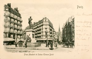 Place Maubert, Standbeeld van Etienne Dolet, Parijs, Seine, Île de France, Frankrijk door William M. Timlin