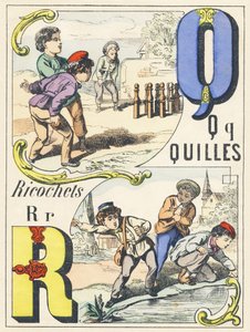 Q R: quilles, ricochets - Spelletjes Alfabet, ca. 1890