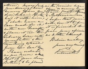 Koningin Victoria - handgeschreven brief aan Miss Mary Augusta Gordon, waarin ze haar bedankt voor de bijbel die ze als cadeau heeft ontvangen.
