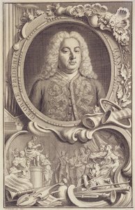 George Frederick Handel (1685-1759), frontispice voor "Israel in Egypt", gegraveerd door Jacobus Houbraken (1698-1780) door Unbekannter Künstler