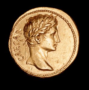 Zeldzame oude Romeinse munt, aureus, Augustus Caesar ca. 27 v.Chr.