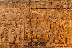 Reliëf, nieuw leven wordt ingeblazen in de farao, Luxortempel, Thebe, Egypte, Afrika door Unbekannter Künstler