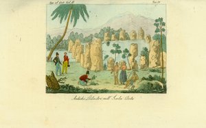Ruïnes van oude Luta pilaren opgericht door de Chamorro op het eiland Rota, Guam
