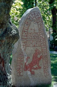 Runensteen, Lund, Zweden. Viking beschaving.