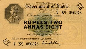 Rupees 2 en Annas 8, ca. 1918-26