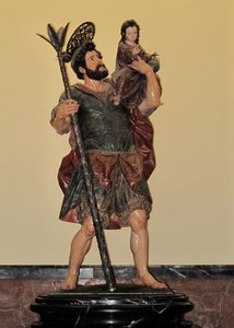 Sint Christoffel - Polychrome standbeeld, barokkunst