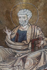 Sint-Pieter Mozaïek in de kathedraal Santa Maria Nuova 12e eeuw Monreale, Sicilië door William M. Timlin