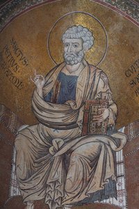 Sint-Pieter Mozaïek in de kathedraal Santa Maria Nuova 12e eeuw Monreale, Sicilië door William M. Timlin