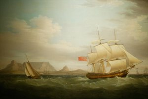 Schip voor Kaapstad in Zuid-Afrika. Nationaal Museum van Cultuur, Pretoria, Zuid-Afrika